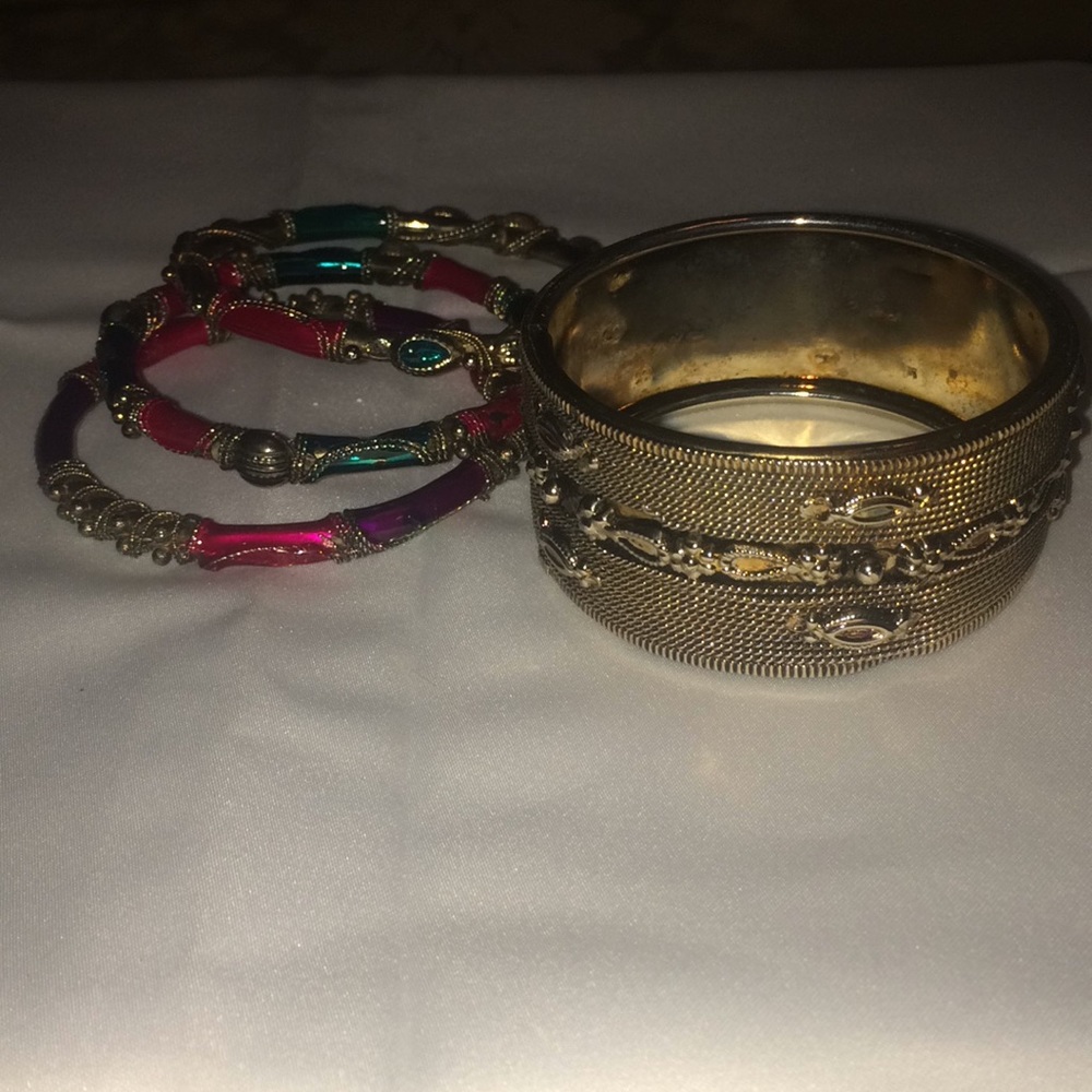Simply Beautiful (4) Multicolored Bangle Bracelets